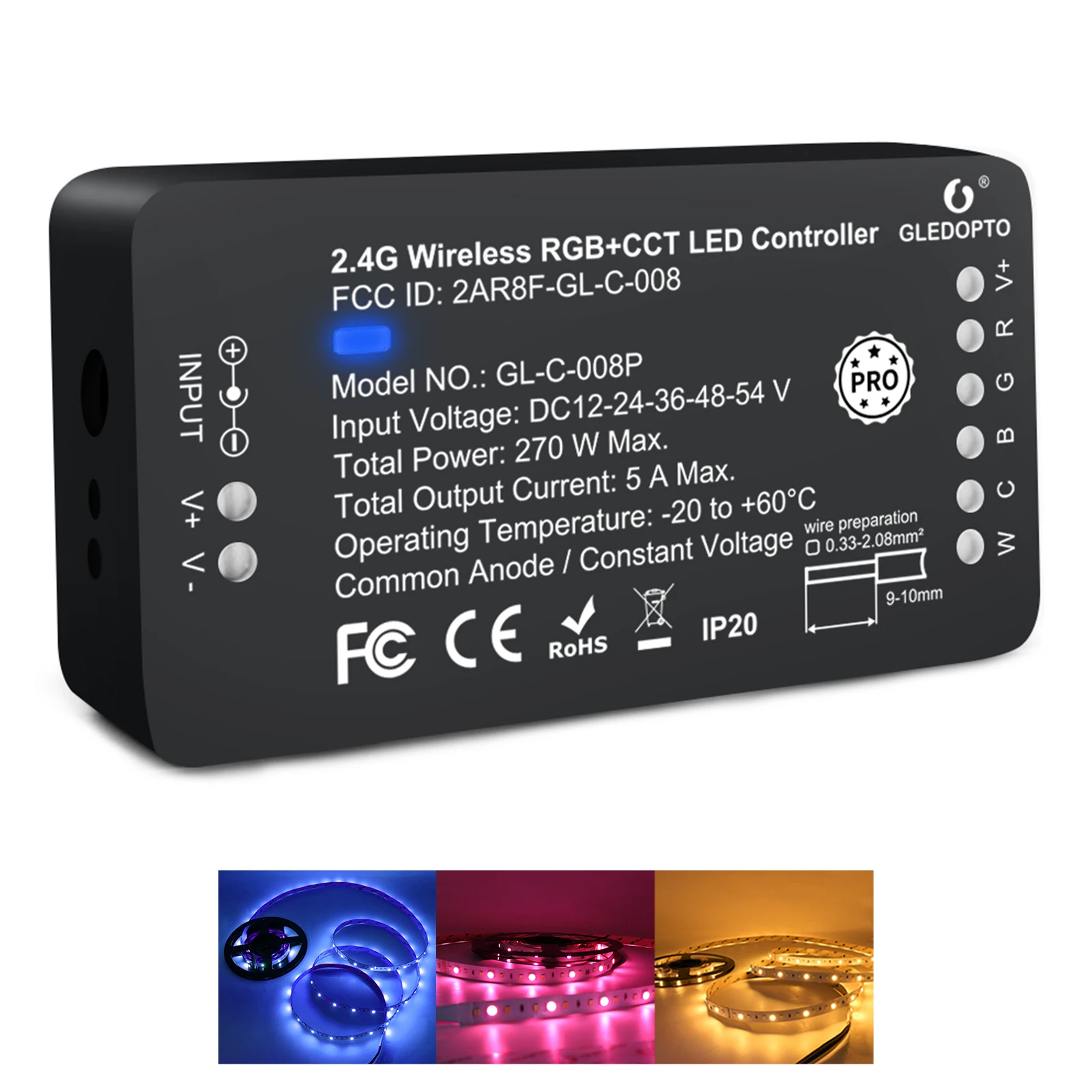 Glade ZIGBEE3.0 RGBCCT Controller Pro R F Remote Control, Intelligent Light Strip Controller