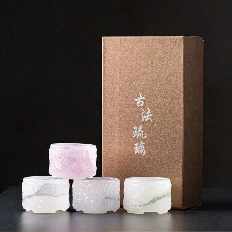 

4-piece Set 50ML Glazed Jade Porcelain Master Cup Home Office Teacup Tea Cup Personal Cup Gift Box Gift Companion Gift