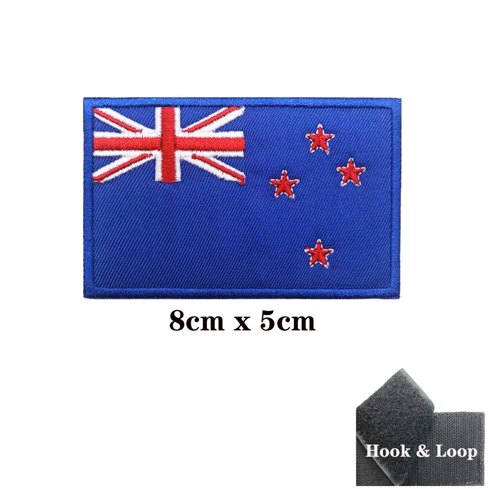 New Zealand flag Patches Armband Embroidered Patch Hook & Loop Iron On Embroidery  Badge Military Stripe