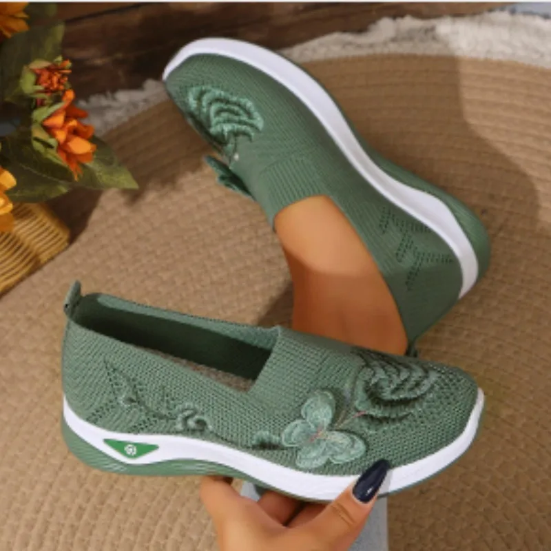 Women's Lightweight Durable Knit Sneakers Microfiber Breathable Spring Summer Fashion Outdoor Daily Commute Casual Walking Shoes
