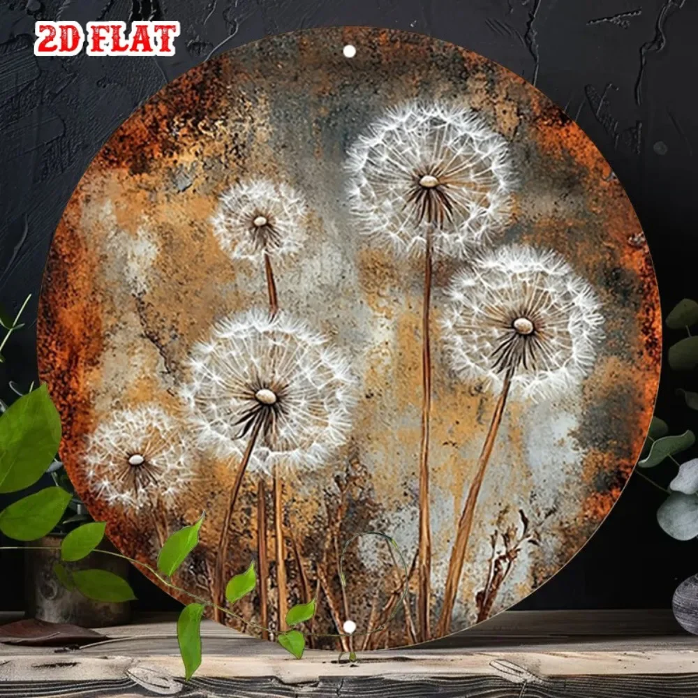 CIFBUY Rustic Dandelion Dream Natural Whimsical Aluminum Wall Art Waterproof Wearproof for Home Garage Restaurant Decor Gift