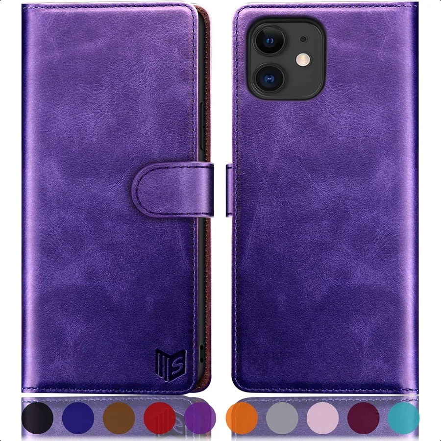 

SUANPOT for iPhone 11 6.1 inch Non 11 Pro 5.8 Leather Wallet case with RFID Blocking Credit Card Holder Flip Folio Book Phone c