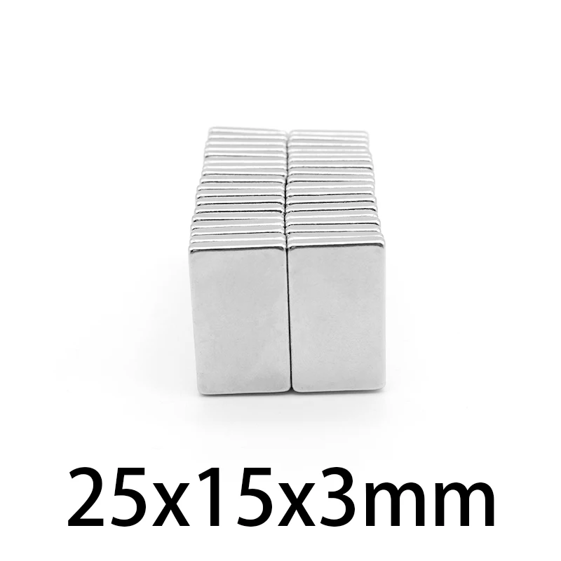 25x15x3mm Sheet Powerful Magnets 25x15x3 Strong Block Magnets For Fridge DIY Building Scientific Craft Education 25*15*3