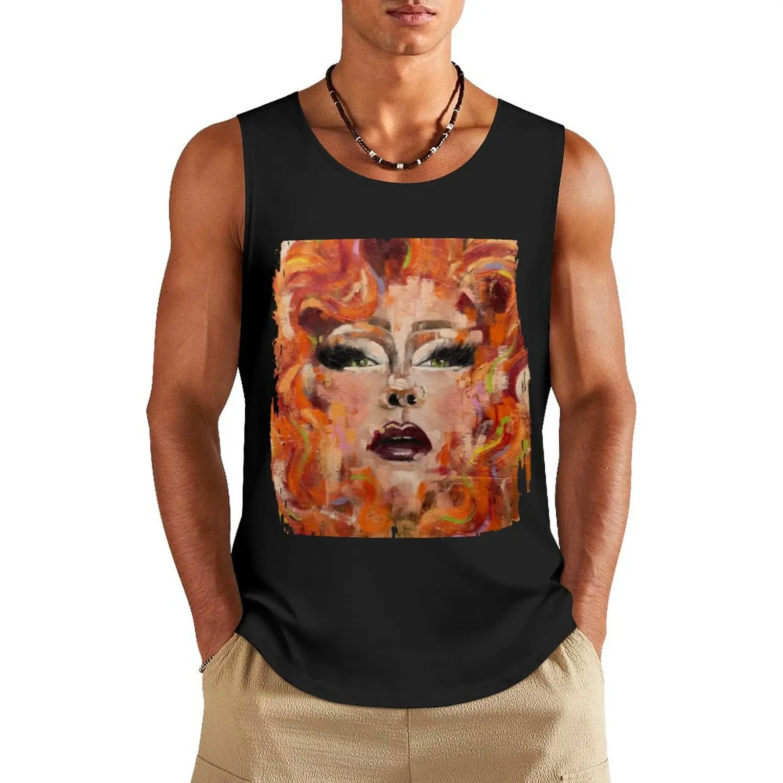 Jizzelle Distressed Oil Painting Tank Top Men's gym t-shirt t-shirt for men