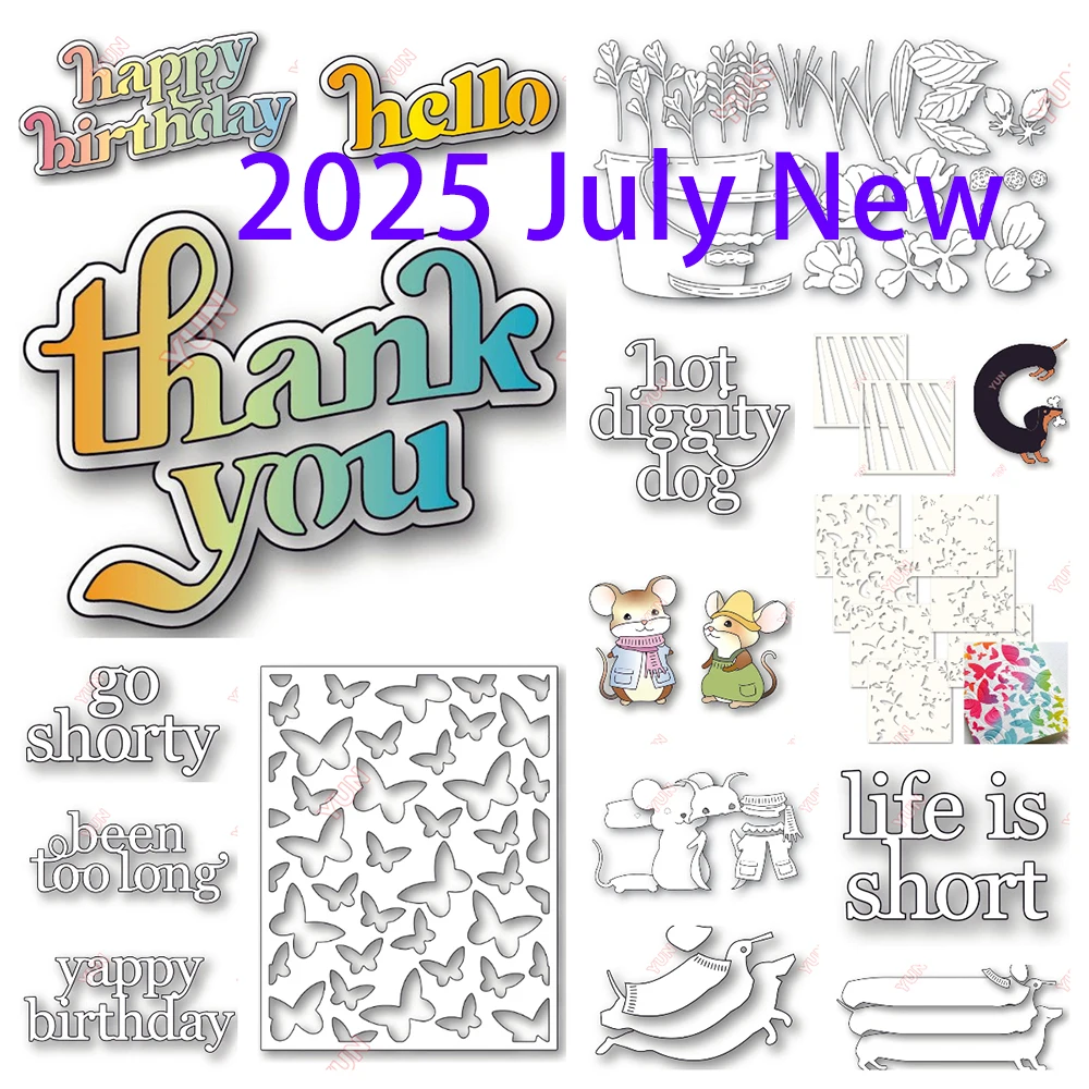 

Bundled Dachshund Dog Butterflies Bouquet Dies DIY Scrapbooking Diary Birthday Greeting Card 2025 New Metal Cutting Dies Making