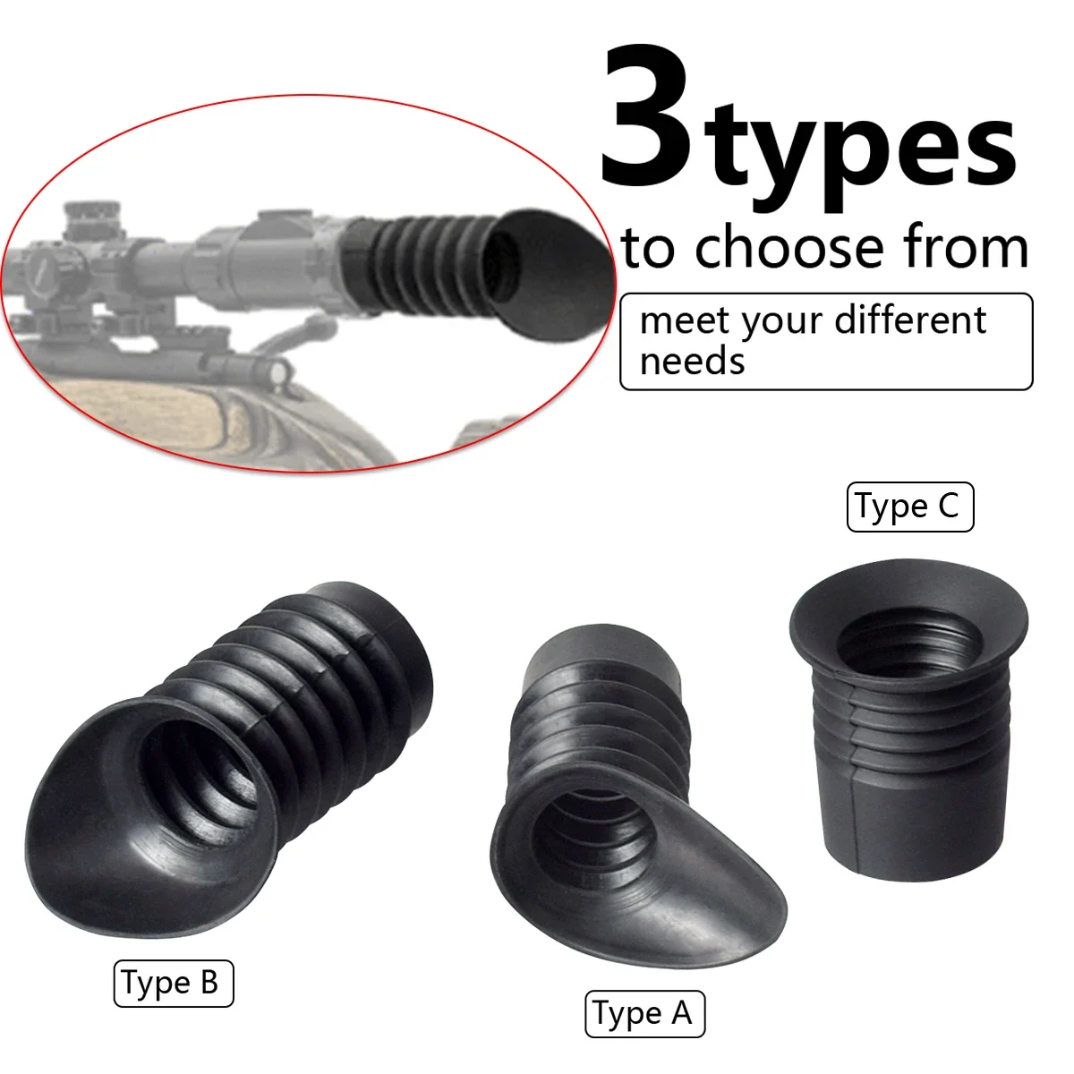 Tactical Hunting Flexible Rifle Scope Ocular Eye Protector Rubber Lens Recoil Cover Cup Extender Eyeshade Anti Impact