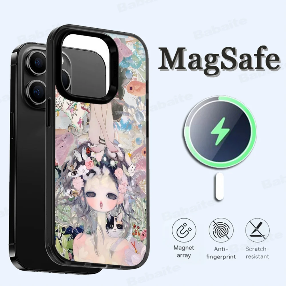 S-Selling Aya Takano Phone Case Magesafe Magnetic Wireless Charge Case For iPhone 16 11 12 13 14 15 Pro Max Plus Mini