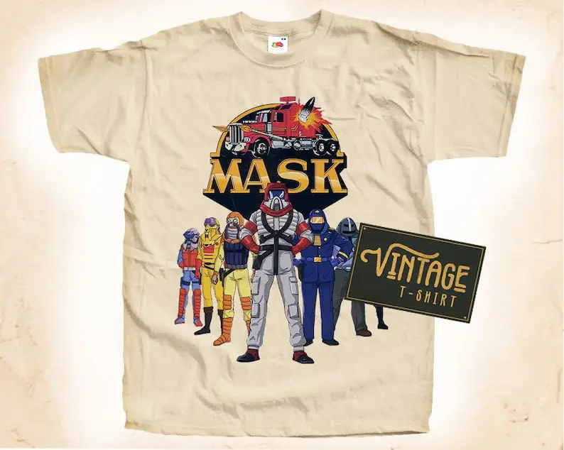 

MASK T shirt Tee Natural Vintage Cotton Movie Poster Beige All Sizes