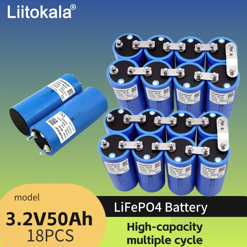 

4-18 шт. абсолютно новый 3,2 В 50 Ач LiFePO4 аккумулятор 60145 литий-железо-фосфатный аккумулятор для 12 В 24 В 3C мотоцикла, автомобиля, тележки для гольфа, кемпинга, поездки