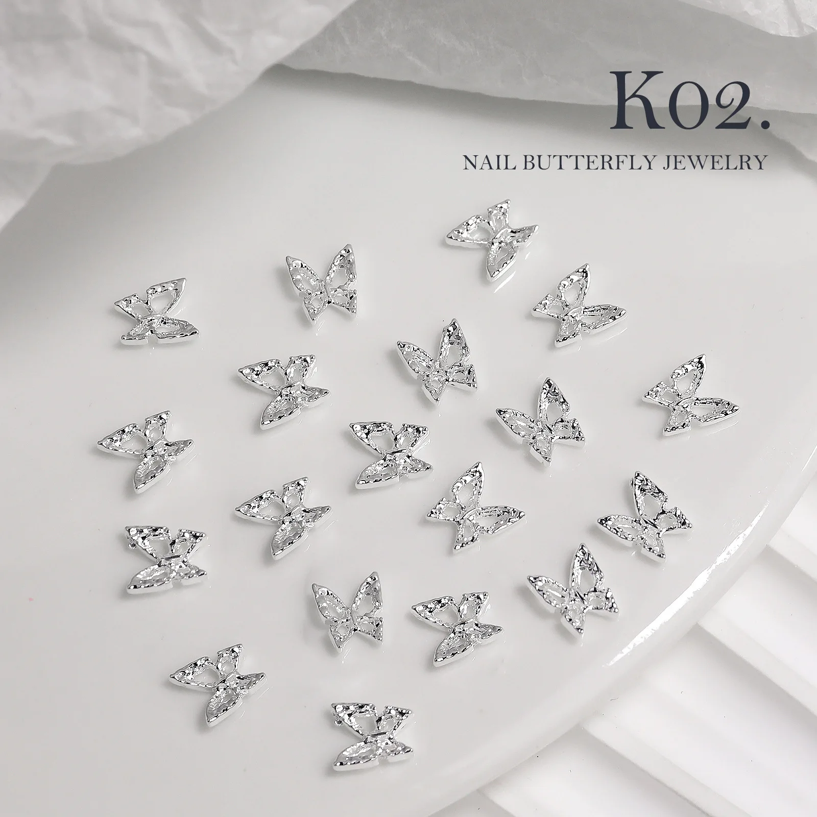 20Pcs Alloy Hollow Butterfly Nail Art Decor 10*11mm Gold Silver Metal Butterfly Nail Charms DIY Valentine\'s Day Butterfly Parts