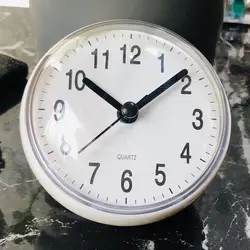Mini Sucker Wall Clock Bathroom Anti-Fog Waterproof 7cm Kitchen Toilet Small Quartz Table Clock