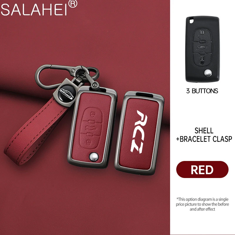 

Pop Car Zinc Alloy Key Case Bag For Peugeot RCZ GT Line Coupe Car Key Chain Car Metal Key Shell Interior Decoration Accessories