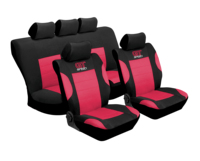 AUTO HIGH 9PCS Universal Car Seat Cover Set - Red & Black with GT Speed Design Fit Most Cars Truck SUV Van Front Rear Protector