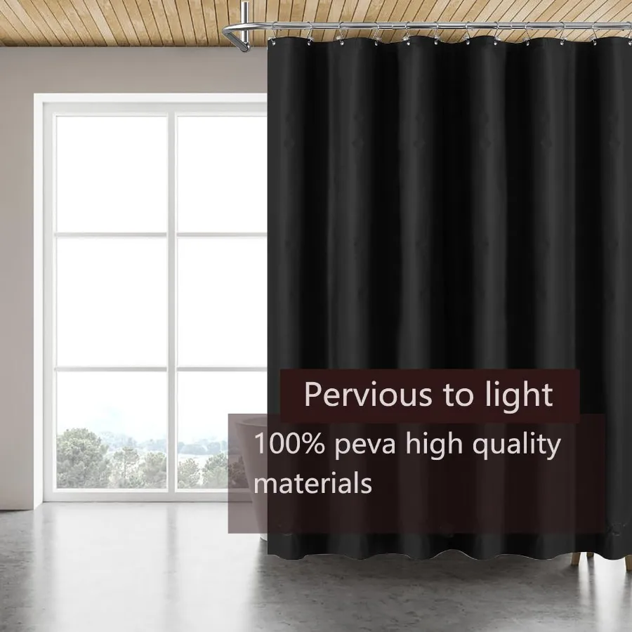 أسود دش الستار بطانة 4G PEVA دش بطانة البلاستيك دش مقاوم للماء الستائر 72x72 بوصة مع ثقوب جروميت 3 المغناطيسي وي #2