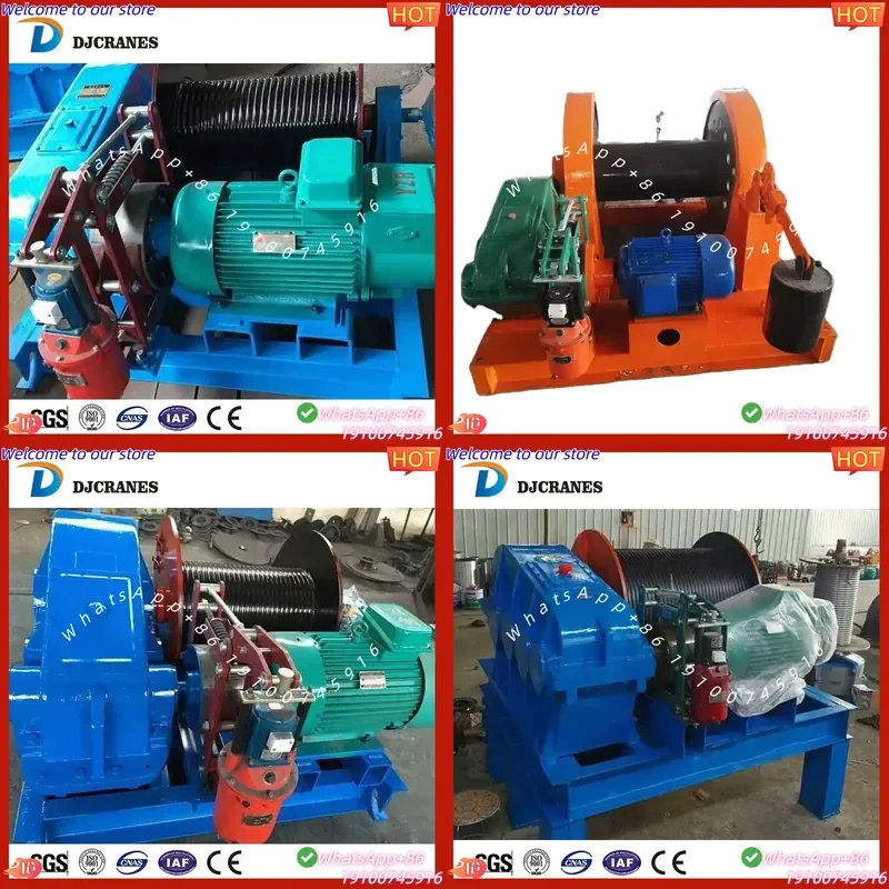 CE Certificate Dejun Electric Windlass Winch 10 Ton 20 Ton 30 Ton Single Drum Double Drum Steel Material Steel Wire Rope for