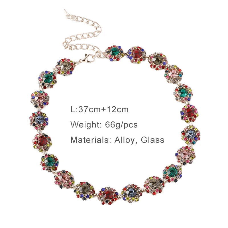 Heavy Chunky Multi Colors Necklace For Women Vintage Elegant Jewelry Set Timeless Party Accessories New Designer Item Gift C1412