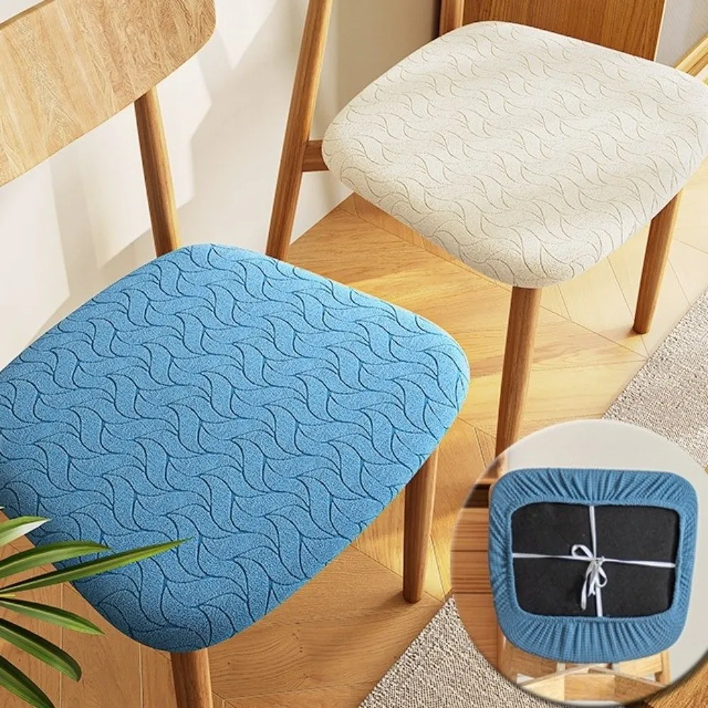 Modern Jacquard Stretch Dining Chair Cover Washable Removable Seat Protector Anti-dirty Willow Leaf Pattern Seat Covers Kitchen