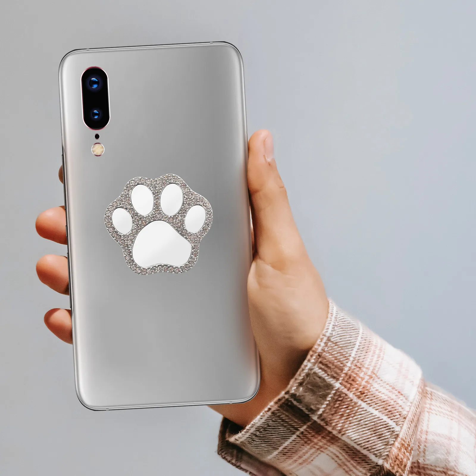 

Cat Paw Phone Case Decor Rhinestone Crystal Decoration Mini Makeup Mirror Multi-Functional DIY Supply Versatile Portable Phone