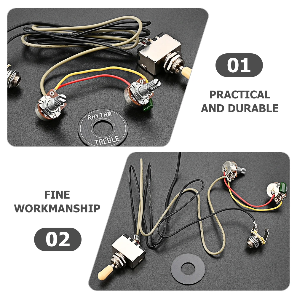 1 Juego de reemplazo de potenciómetro de arnés de cableado para piezas eléctricas de plástico de Metal duraderas herramientas de suministro de guitarra instrumento