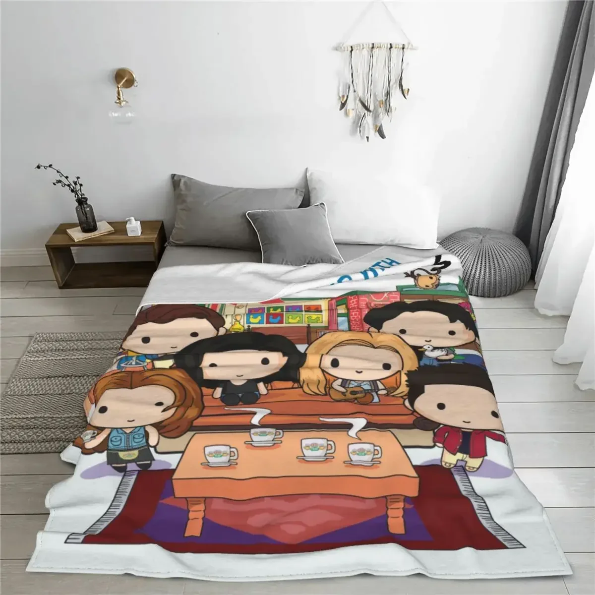 Friends TV Show Cartoon Fleece Throw Blankets Bestie Soul Bestie Soul Blankets for Bedding Office Super Soft Bedroom Quilt