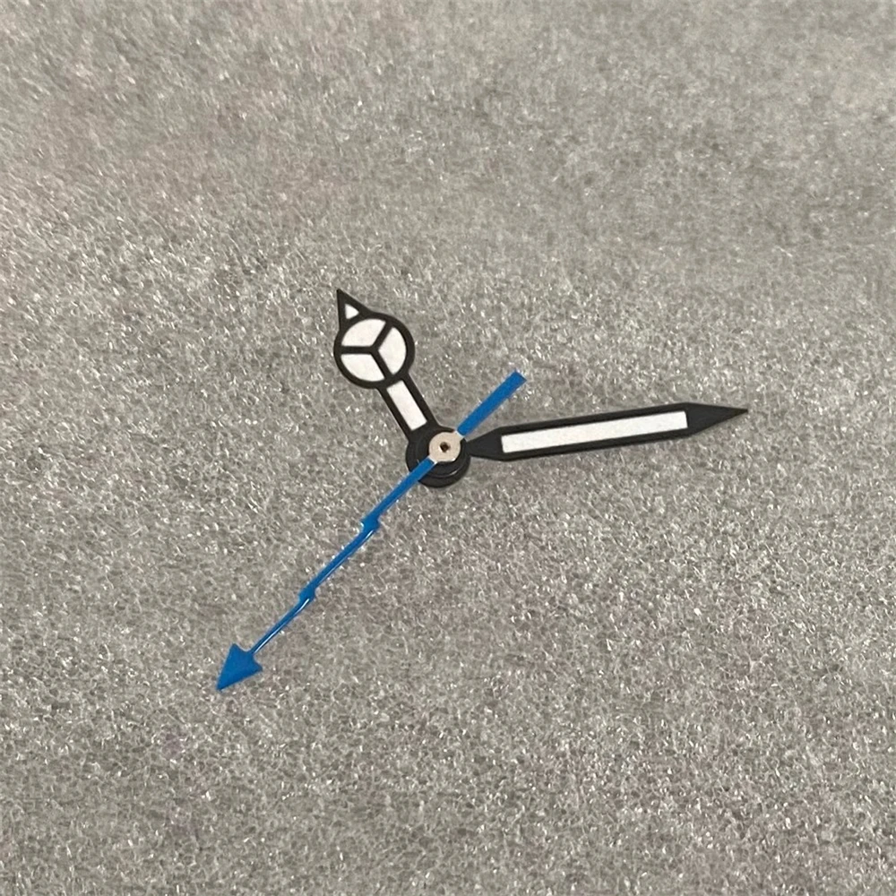 Aguja de reloj luminosa verde adecuada para NH35 NH36 4R 7S, puntero de movimiento, borde negro, blanco, tres pines