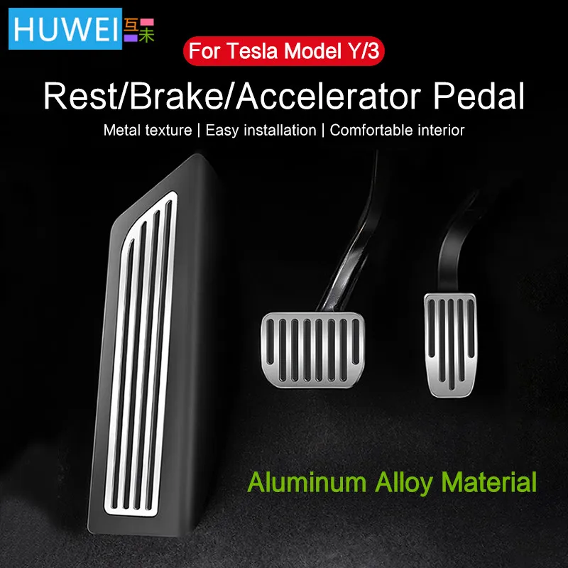 HUWEI 2021-2023 copri pedali per auto per Tesla Model 3 Y accessori Litchi Grain Anti-sAluminum freno acceleratore in lega