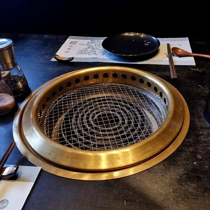 Electric Indoor Grill 330mm Baking Pan Korean Style Tabletop BBQ Machine Non Stick Smokeless Cooking Plate for Home Party Use
