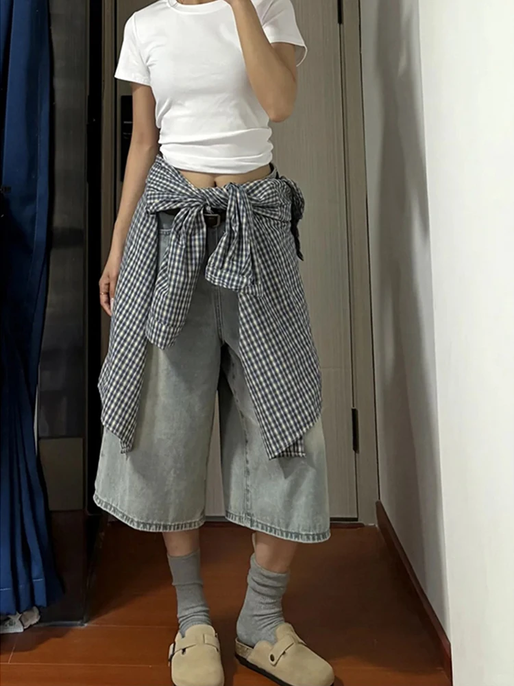 กางเกงยีนส์ทรงขาบานเอวสูงสไตล์เรโทรสำหรับผู้หญิง รุ่นใหม่ ไซส์พลัส ช่วยให้ดูผอมเพรียว ดีไซน์สาวฮอต ทรงหลวม ขาตรง รุ่น Eighteen