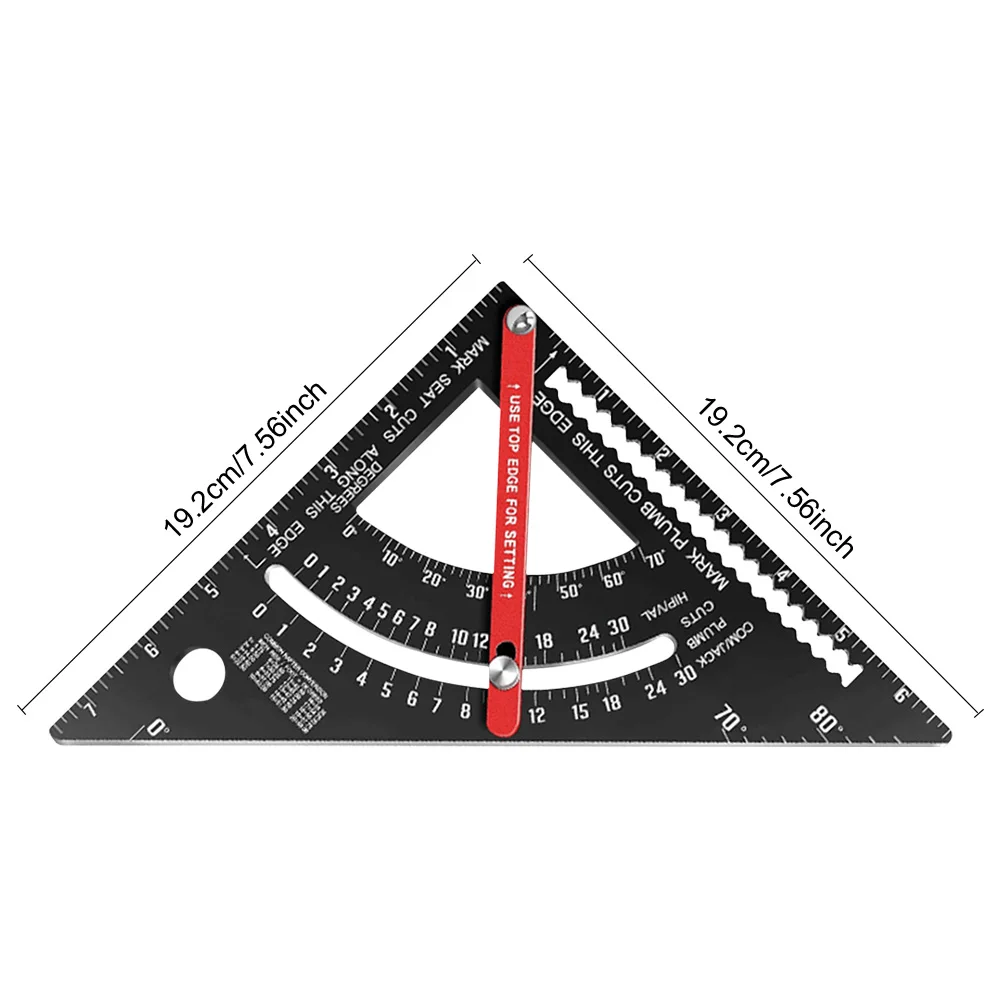 7 นิ้วช่างไม้ไม้บรรทัดสามเหลี่ยม MULTI FUNCTION ปรับ Carpenter รูปแบบสแควร์งานไม้เครื่องมืออลูมิเนียมอัลลอยด์ Rafter Square