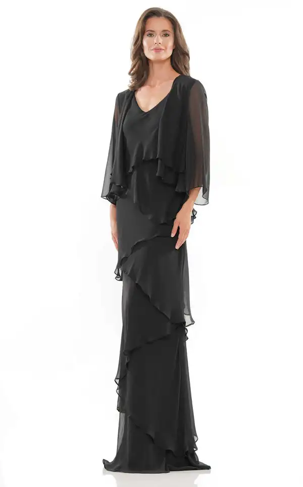 

Customized Modern Style Chiffon Tiered Pleat Straight V-neck Long Dresses Bespoke Occasion Dresses High quality Casual Matching