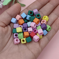 40Pcs 7mm Big Hole Square Loose Beads DIY For Jewelry Making Candy Color Necklace Bracelet Pendant