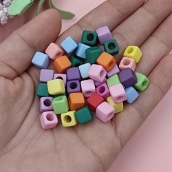 40Pcs 7mm Big Hole Square Loose Beads DIY For Jewelry Making Candy Color Necklace Bracelet Pendant