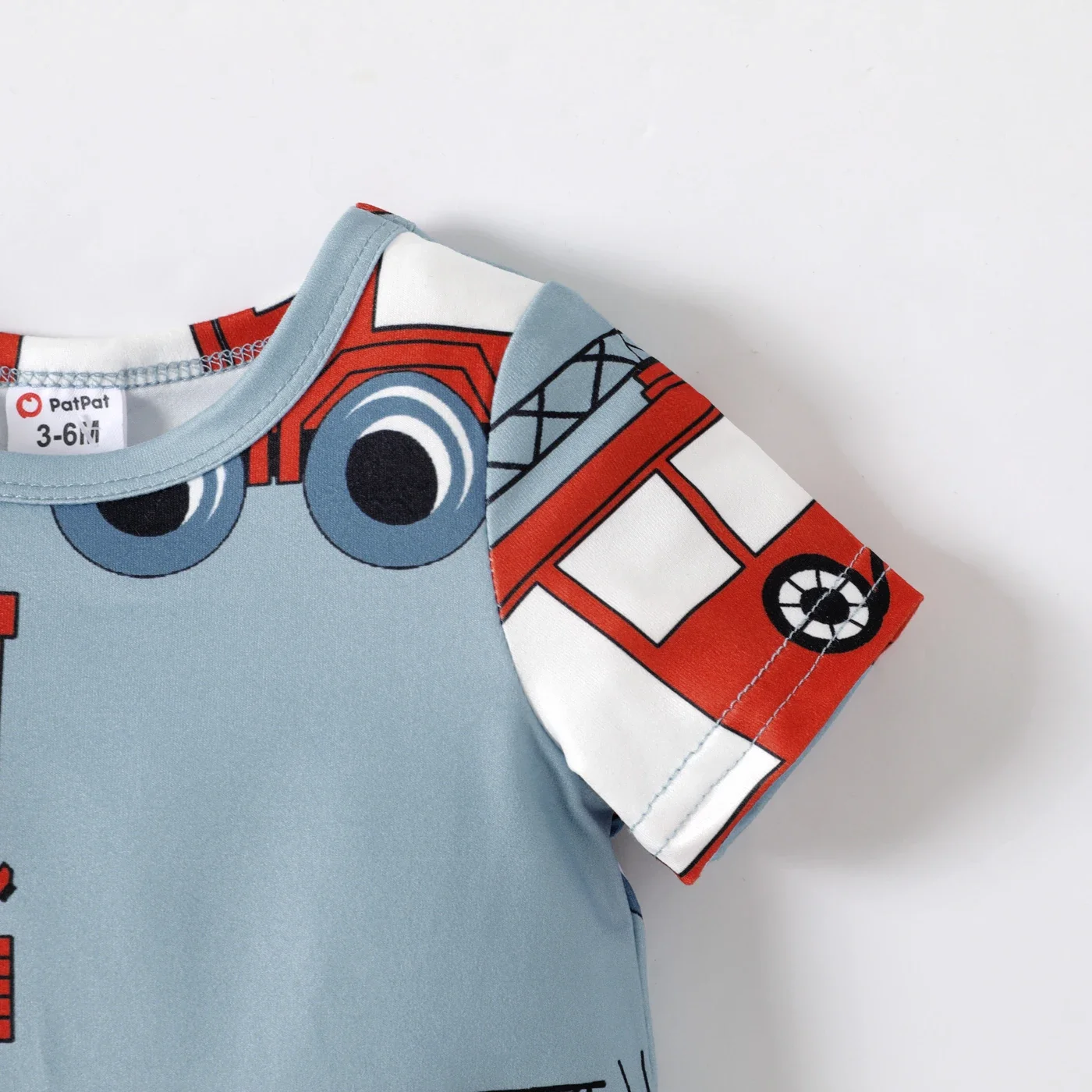 PatPat Baby Boy Allover Fire Engine Print Short-sleeve Romper Suitable for Summer Season Soft and Comfortable