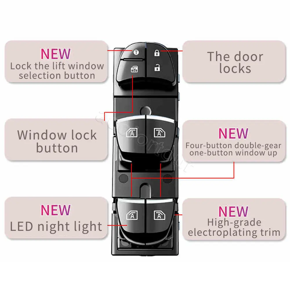 Master control LED power smart window lifter switch For Nissan Leaf Juke qashaqai J11 Murano Serena C26 C27 X-Trail T32 button