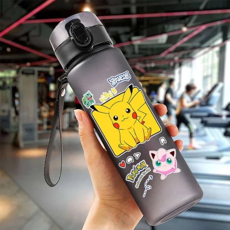 560ML Anime Pokemon Monster Water Cup Ash Ketchum Pikachu Gengar Portable Plastic Outdoor Sports High Capacity Water Cup Gift