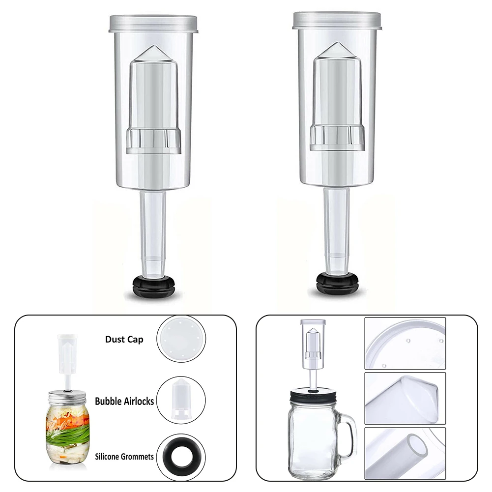 2pcs Brewing Air Lock Brewing Barrels Exhaust Valve Fermentation Wine Beer Making Water Sealed Check Valve Three-Piece Airlock