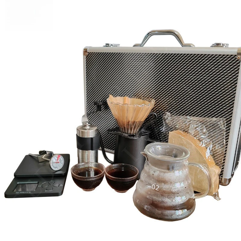 

Outdoor camping travel portable coffee set with scale gift box hand brewed coffee maker hand brewed
