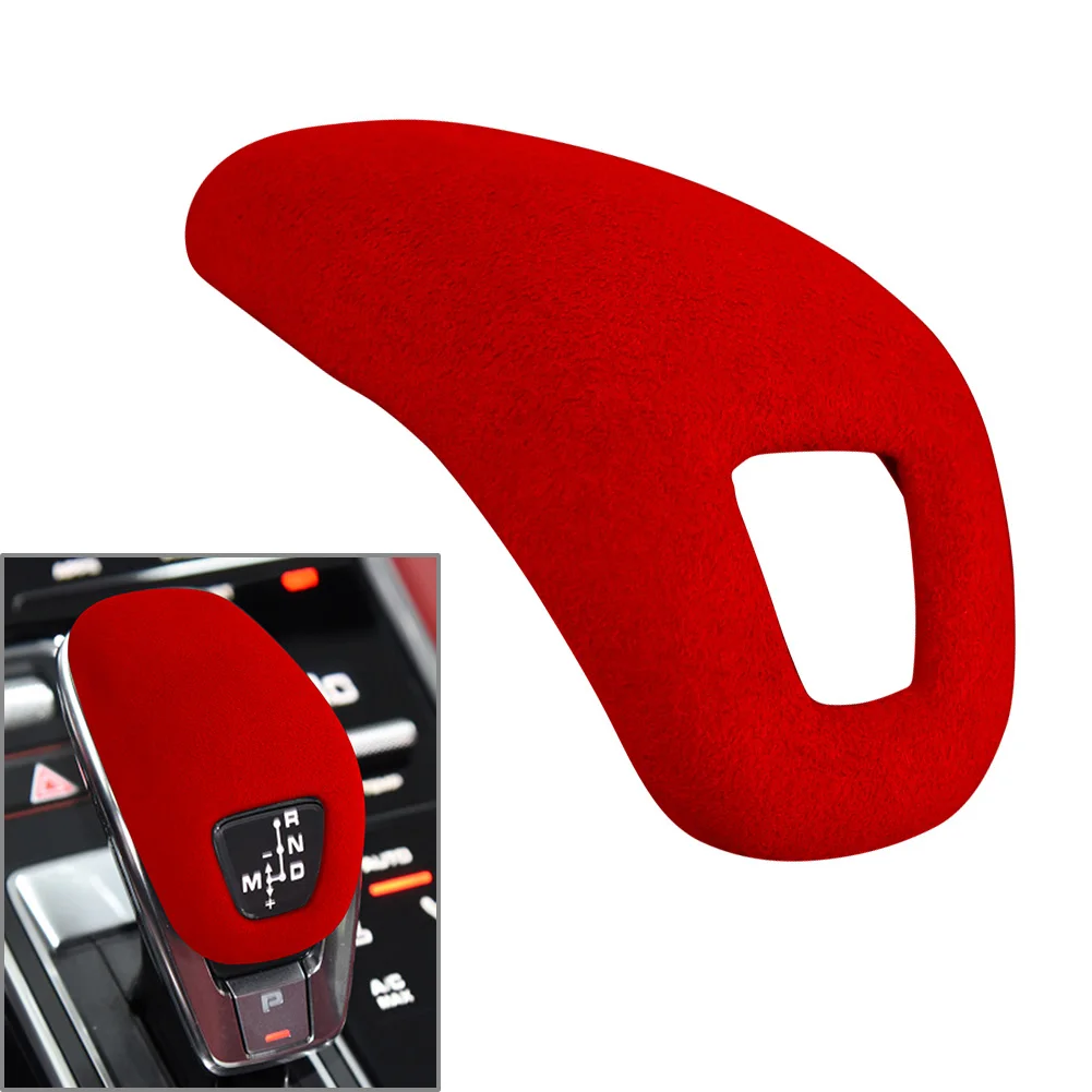 Car Knob Cap Gear Shift Head Trim Cover For Porsche Panamera Cayenne 2018-2020 2021 2022 2023 Suede Wine Red