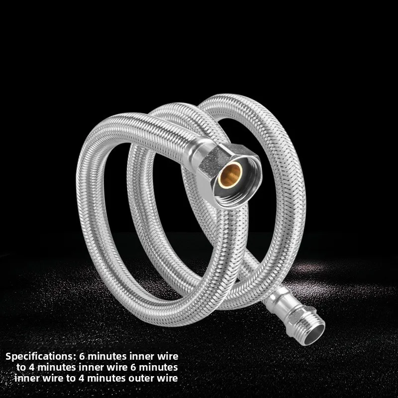 6 نقاط إلى 4 نقاط خرطوم محول 304 الفولاذ المقاوم للصدأ مضفر المعادن تمديد أنبوب إدخال المياه مع المواضيع الداخلية والخارجية