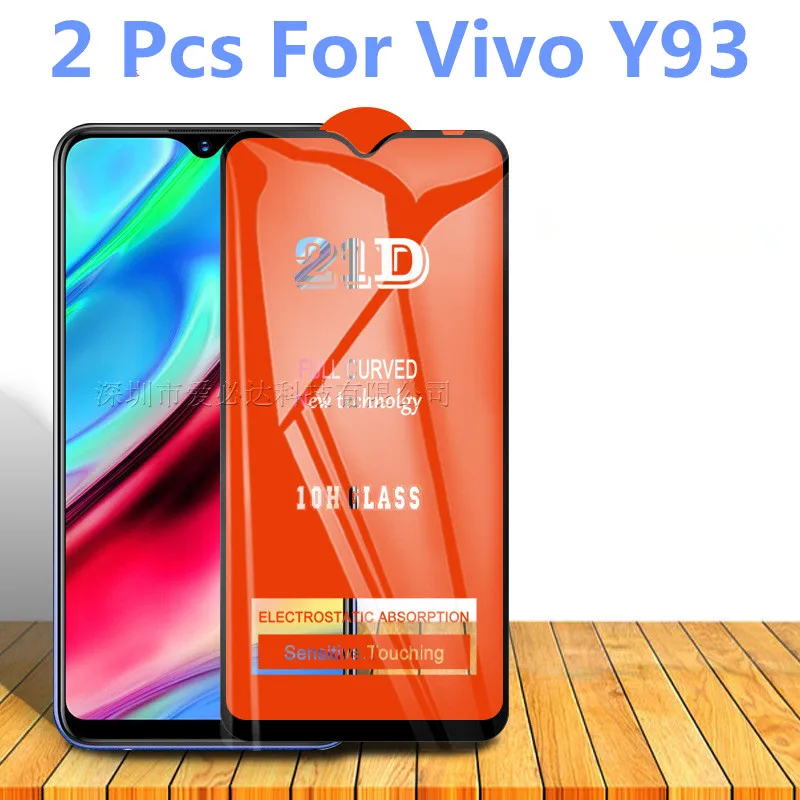 2 قطعة منحني الزجاج المقسى ل فيفو Y93 غطاء كامل 11H فيلم واقية حامي الشاشة ل فيفو y93