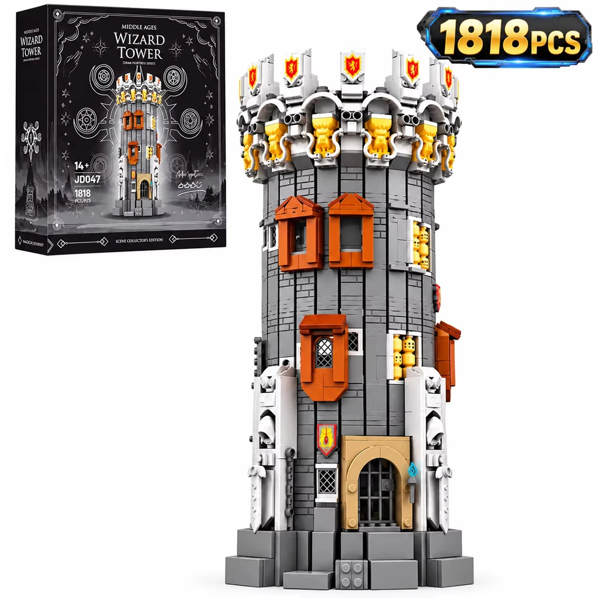 1818 Pièces Tour de Magicien Blocs de Construction Château Gothique Médiéval Maquette d’Architecture Tour Magique Fantasy MOC Kit DIY Modèle de Collection Décoration de Bureau Puzzle Cadeau Ados Adultes