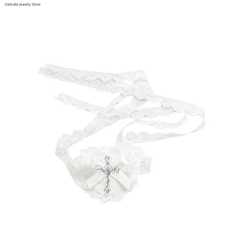 Gothic Style Lace Bows Heart Cross Eye Mask Sweet Cool Cloth Lolita Cosplay Eye Patch Black White Halloween Bowknot Eye Mask