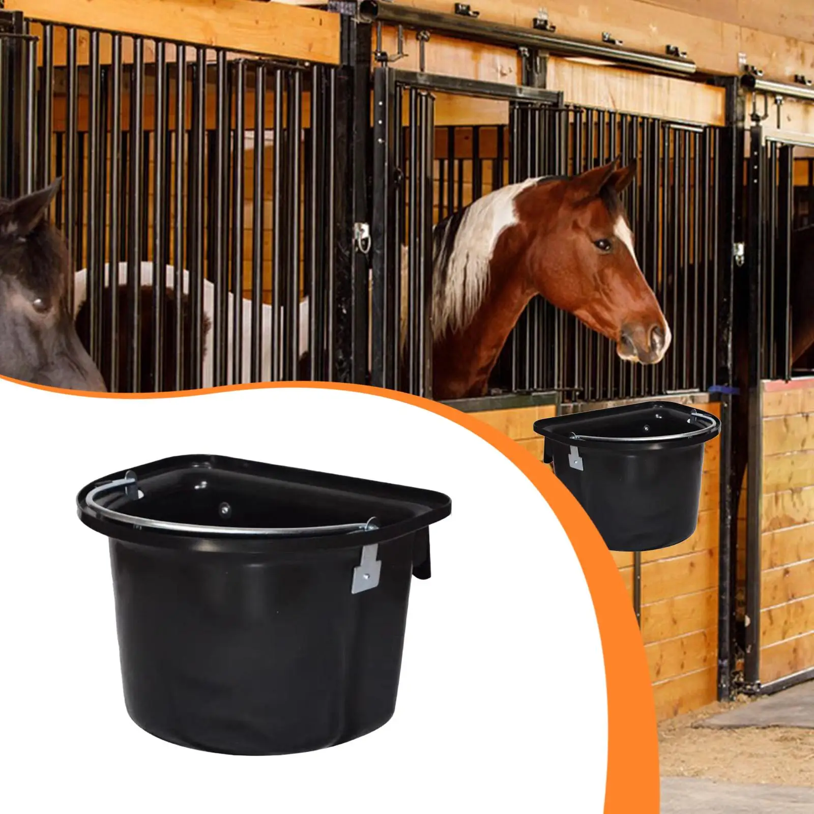 馬用飼料バケツ-吊り下げ式-頑丈で持ち運びやすい-飼料容器、家畜用給餌容器、飼料トラフ-馬用フィーダー、牧場・農場用