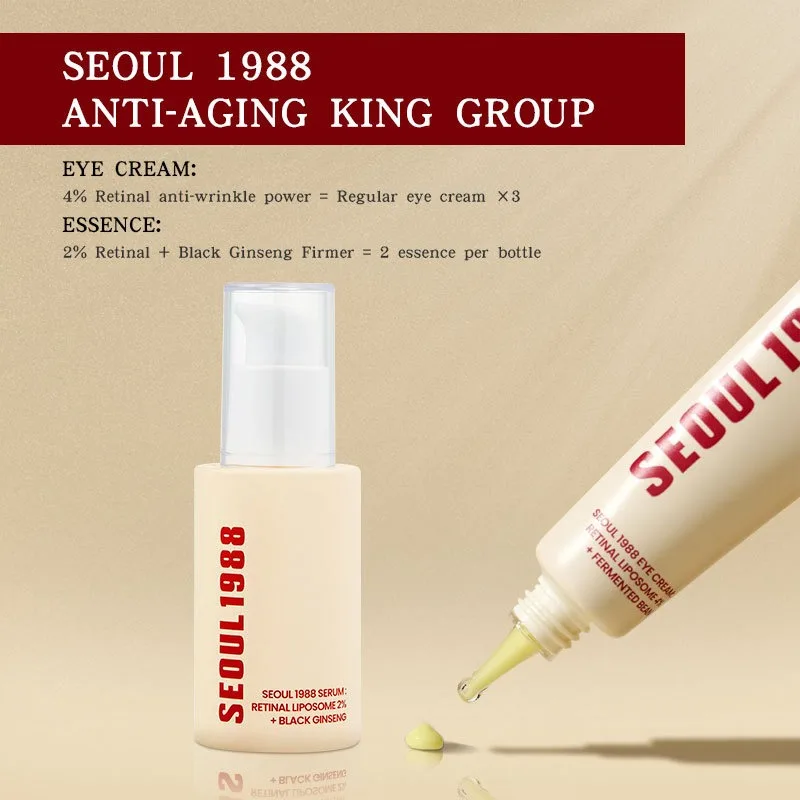SEOUL 1988 Vitamin C Wrinkle Care 4% Retinol Ginseng Face Serum Firm Fine Lines Eye Cream