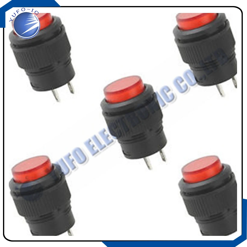 Free Shipping One Lot 5Pcs Red 16MM Self-locking Switch push button switch 2Pin 3A 250V/AC AK