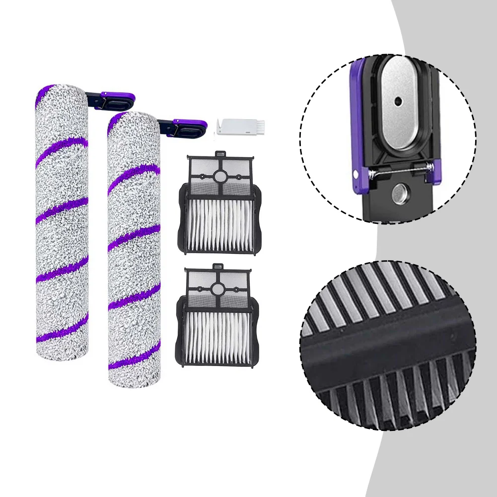 2 Roller Brushes 2 HEPA Filters Cleaning Tool For Narwal S20 Pro/ For X-Clean 10 Wet Dry Vacuum Cleaner Replacement Part