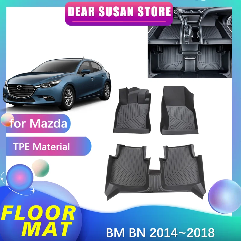 Car Floor Mat for Mazda 3 Mazda3 Axela BM BN Hatchback 2014~2018 Foot Parts TPE Liner Carpet Pad Custom Cover Rug Accessories