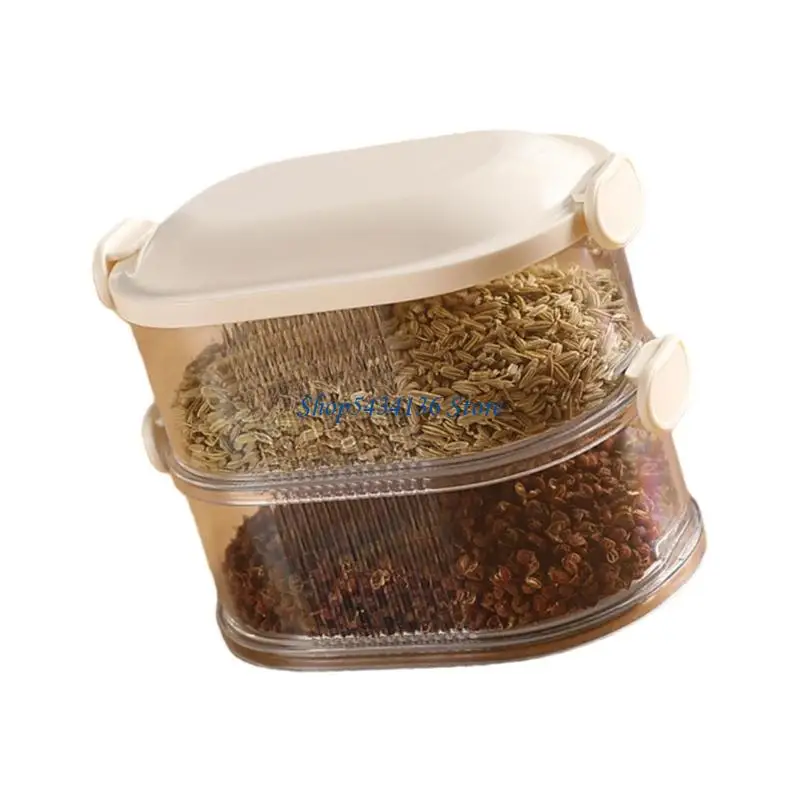 H7ED Seasoning Storage Box with Visible Cover Transparent Cover Seasoning Holder Household Kitchen Essential