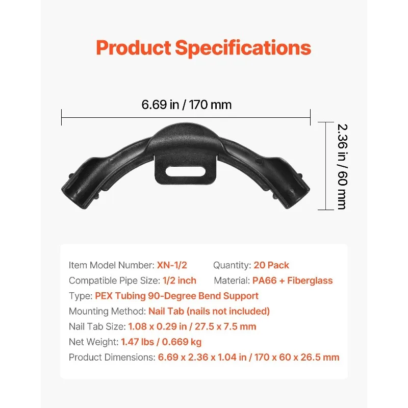 Supporto per piegatura tubi PEX Tubi PEX da 1/2" Supporto per curvatura a gomito a 90 gradi 20 pezzi