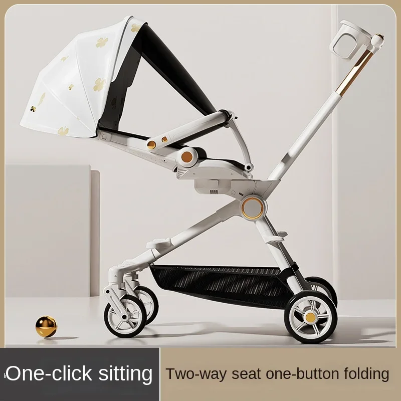 High Landscape Baby Stroller Lightweight Folding Newborn Baby Two-way Swivel Seat Shock Absorption Adjustable Travel Stroller